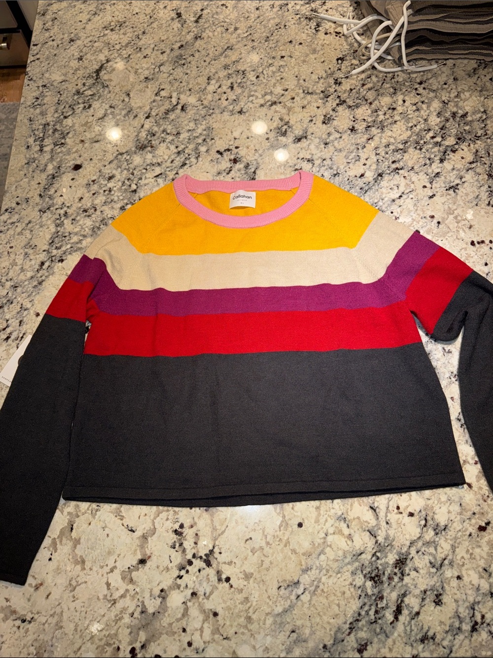 Callahan Colorblock Crewneck Sweater with Bold Stripes From Anthropologie